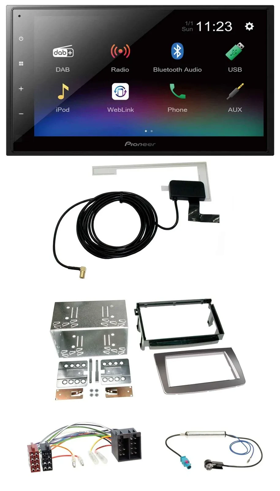 Pioneer DAB MP3 Bluetooth 2DIN USB Autoradio für Alfa Romeo Mito ISO 955 08-14 s