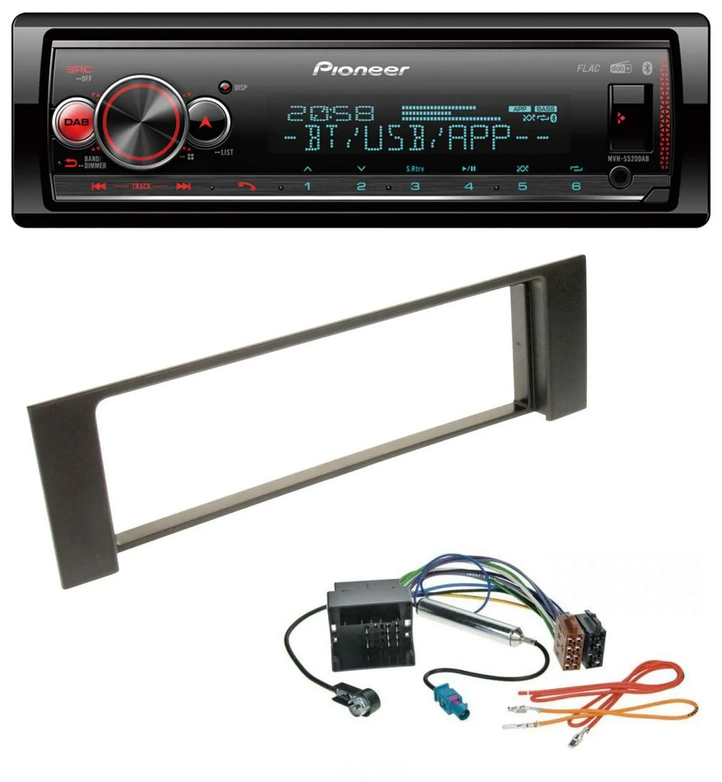 Pioneer Bluetooth USB MP3 DAB Autoradio für Audi A4 00-04 B6 Quadlock Fakra
