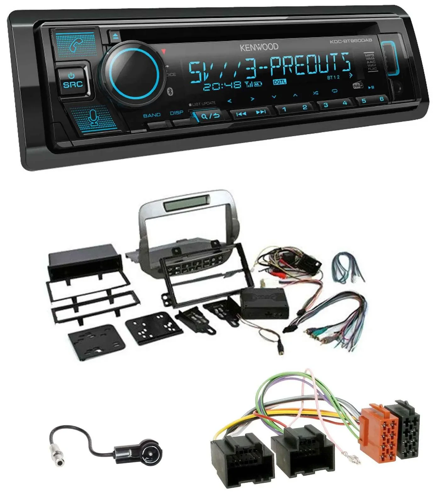 Kenwood Bluetooth USB CD MP3 DAB Autoradio für Chevrolet Camaro 2010-2015 silber