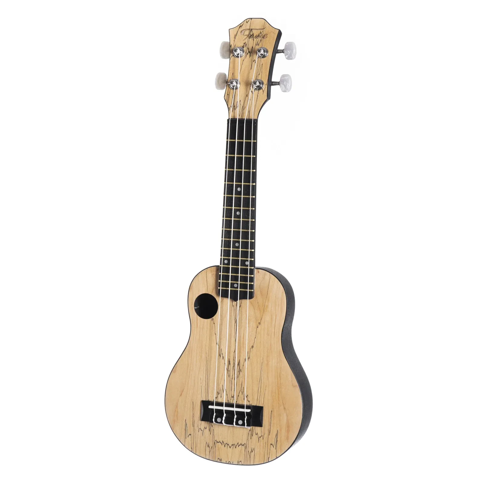 Fame Sopran Ukulele Roundbody Spalted Maple Kompakt Laminierte Decke ABS-Korpus