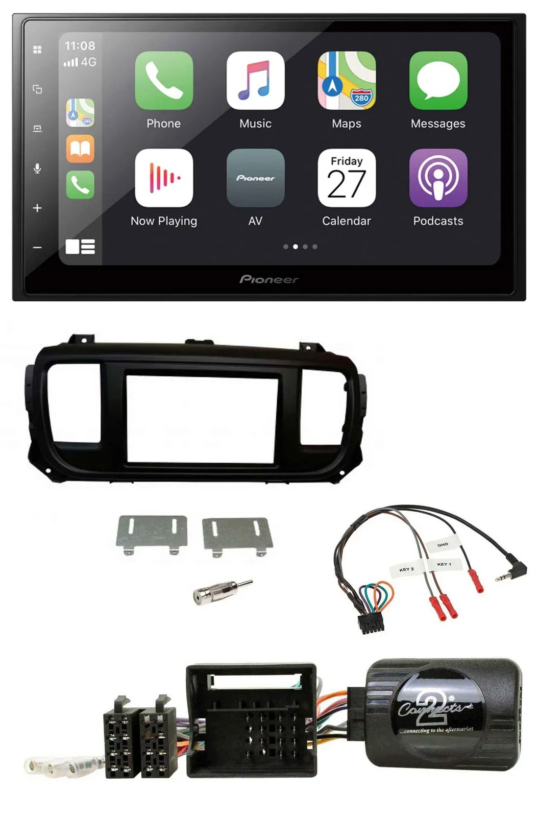 Pioneer Lenkrad Bluetooth DAB 2DIN USB Autoradio für Toyota Proace Citroen Jumpy