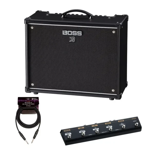 Boss KTN 100 3 Katana Gen 3 100W 1x12 Inch Combo Guitar Black Amplifier Bundle
