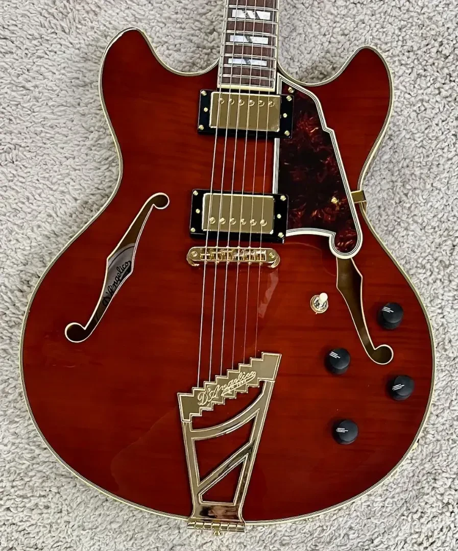 D'Angelico Excel DC Semi-Hollow Viola Finish Electric Guitar w/Case DAEDCVIOGS