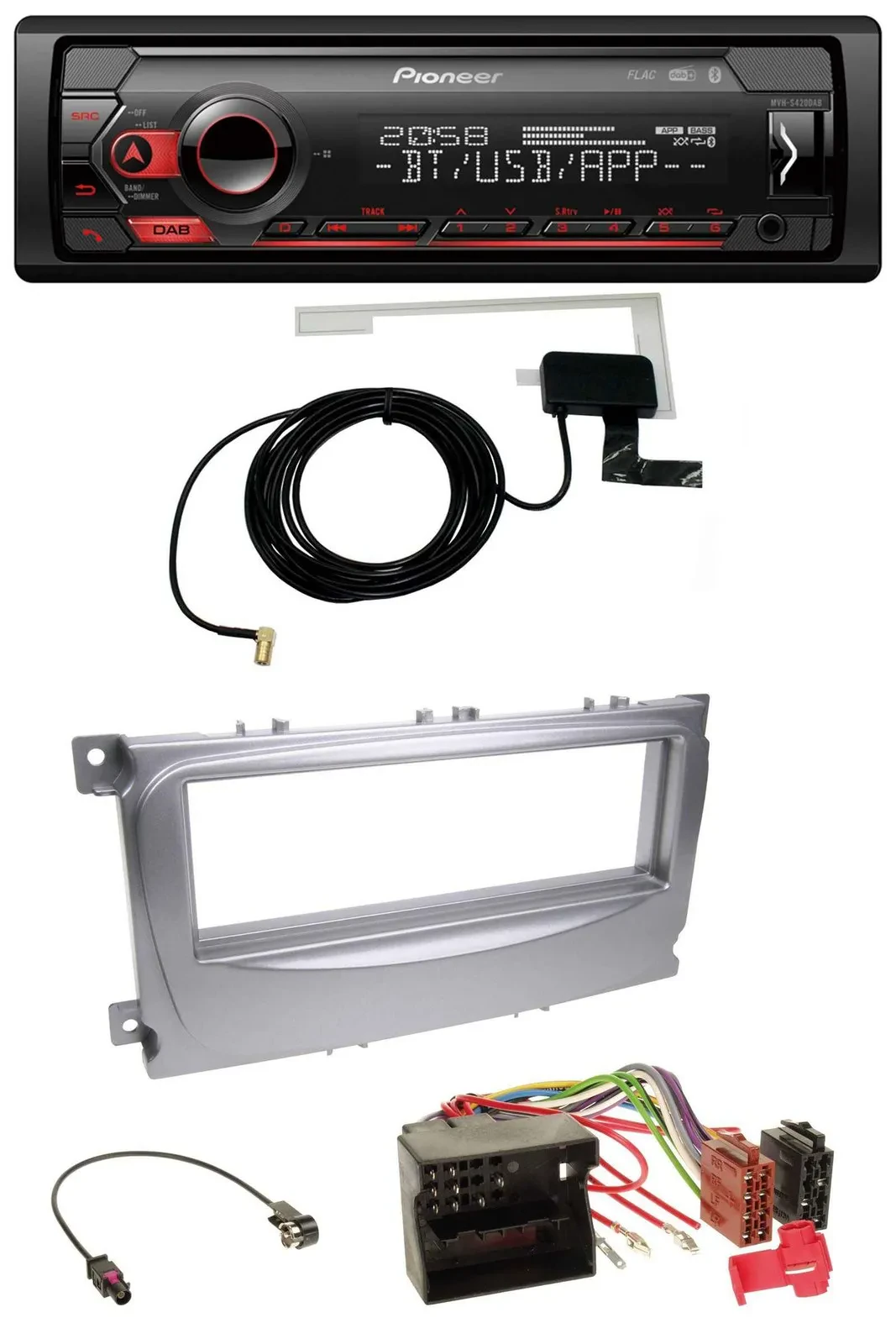 Автомагнитола Pioneer DAB USB MP3 Bluetooth для Ford S-Max/Mondeo (2007–2014), серебристая