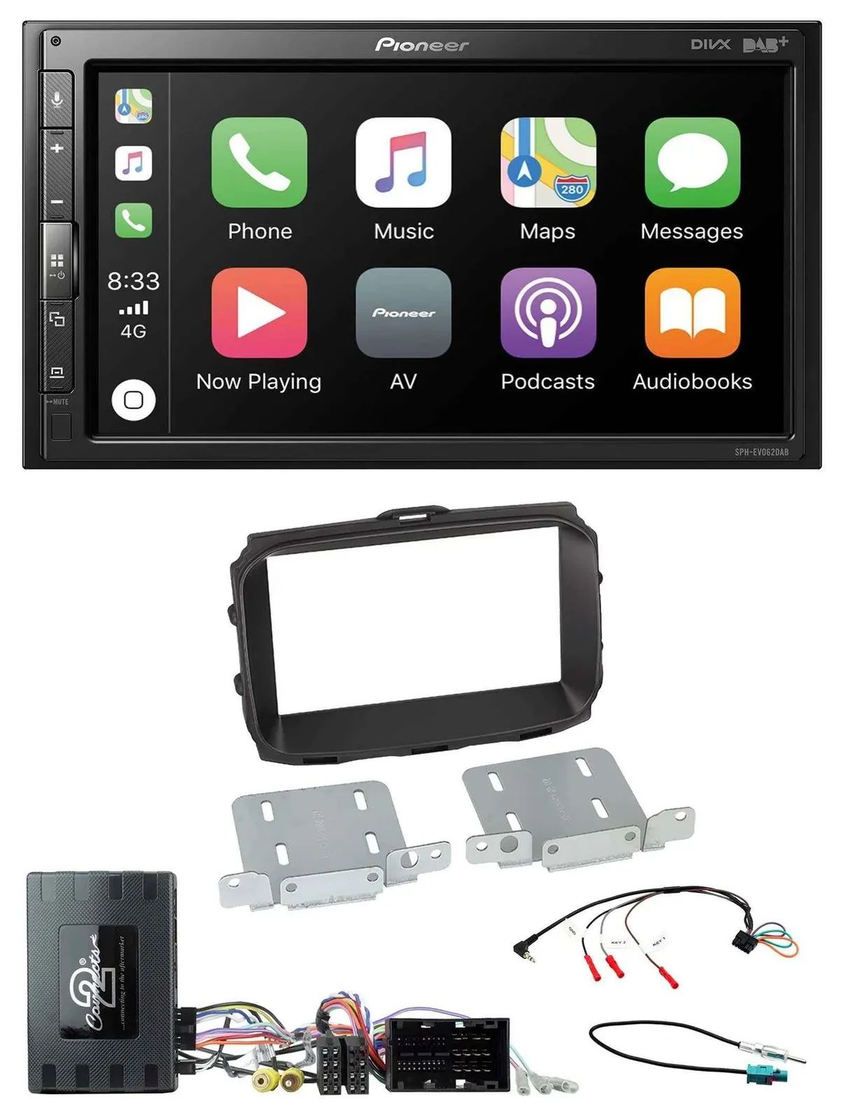 Pioneer USB Lenkrad DAB 2DIN Bluetooth Autoradio für Alfa Giulietta Infoadapter