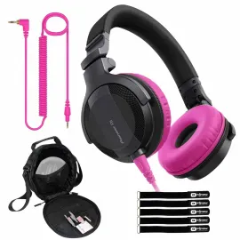 Pioneer HDJ-CUE1 High Bass Mixing Wired DJ Headphones w Pink Ear Pads & Case