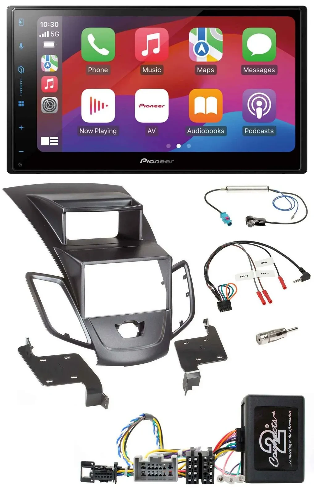 Pioneer DAB USB Lenkrad Bluetooth 2DIN Autoradio für Ford Fiesta Display 2008-10