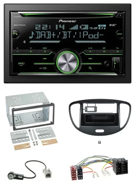 Pioneer Bluetooth MP3 DAB 2DIN USB CD Autoradio für Hyundai i10 2008-2013 schwar
