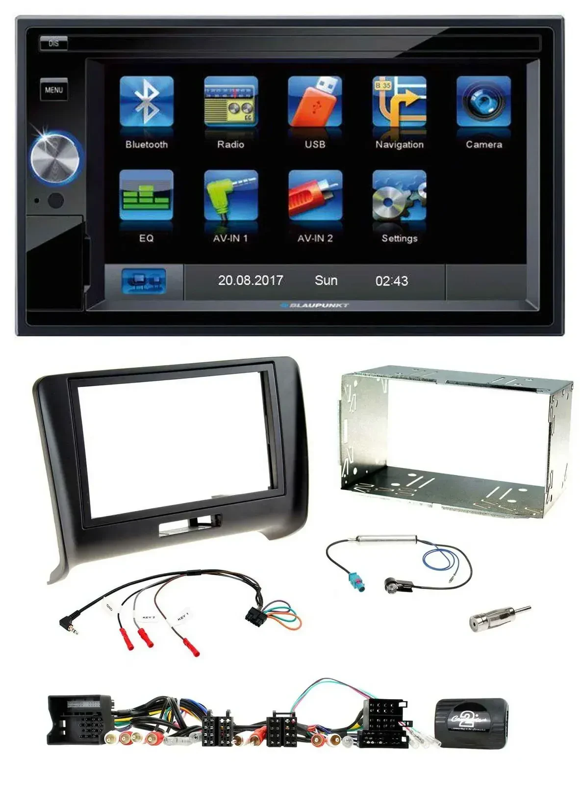 Blaupunkt 2DIN Bluetooth TMC USB Lenkrad SD Navigation für Audi TT 2006-2014