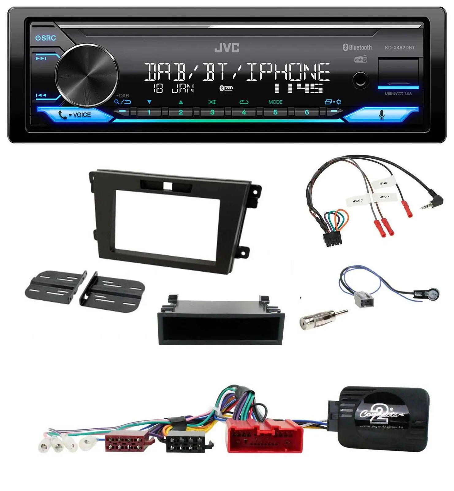 JVC Bluetooth DAB USB Lenkrad Autoradio für Mazda CX-7 2008-2010