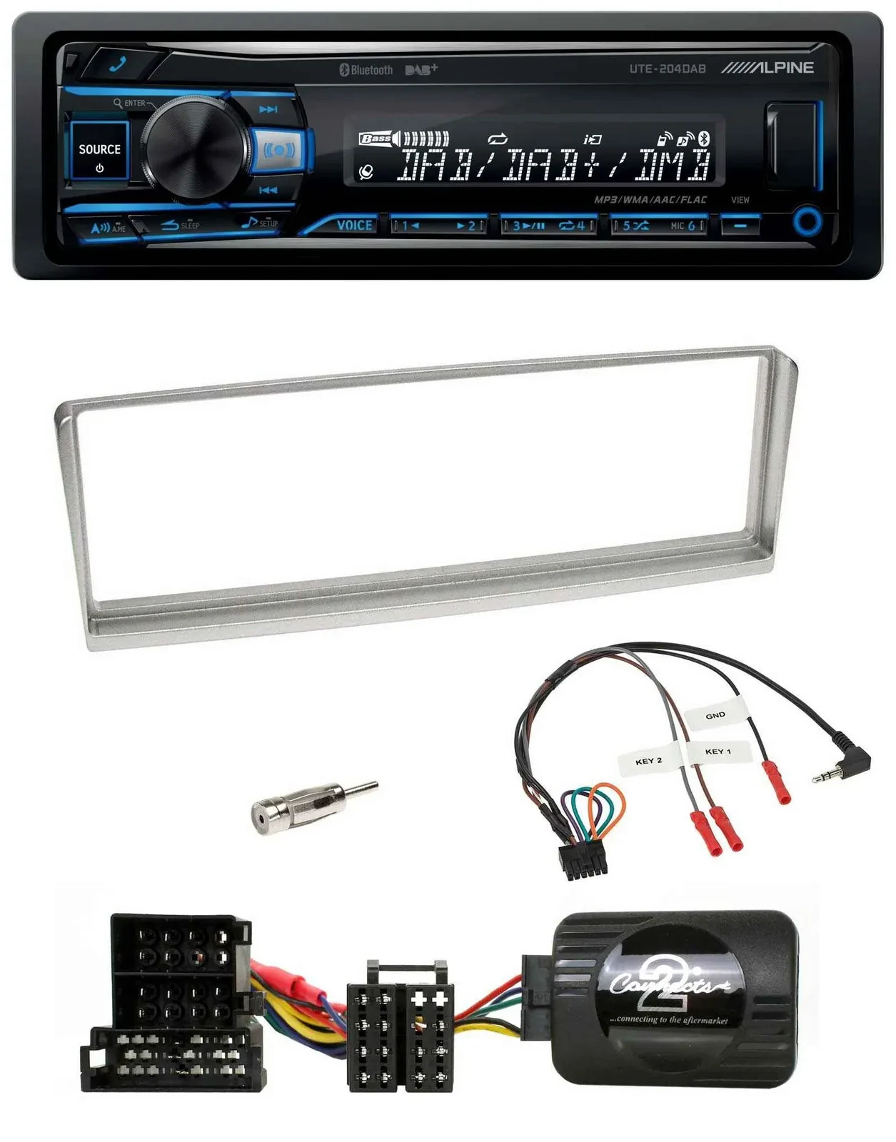 Alpine USB Bluetooth DAB Lenkrad Autoradio für Alfa Romeo 156 2002-2003 silber