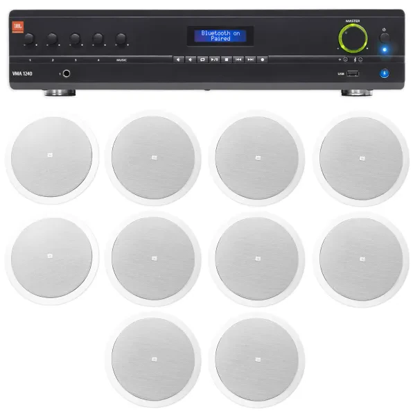 Потолочная акустика JBL Control 26CT White с усилителем (10 штук)