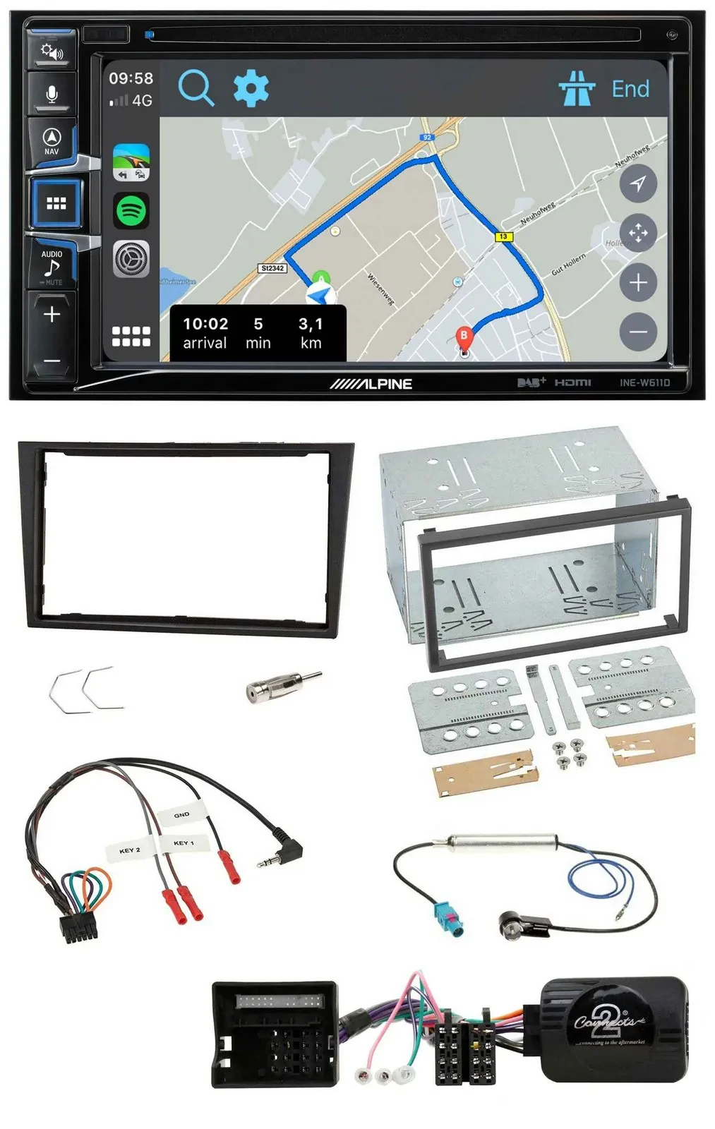 Alpine DAB TMC Bluetooth 2DIN USB Lenkrad Navigation für Opel Corsa D 2006-2008