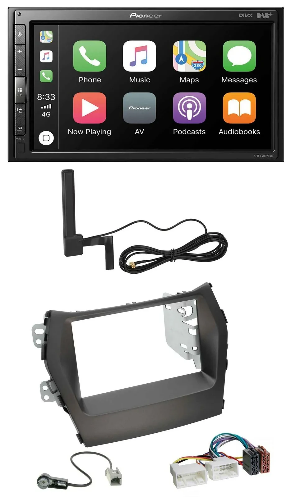 Автомагнитола Pioneer 2-DIN USB Bluetooth DAB MP3 для Hyundai Santa Fe (с 2012) без навигации