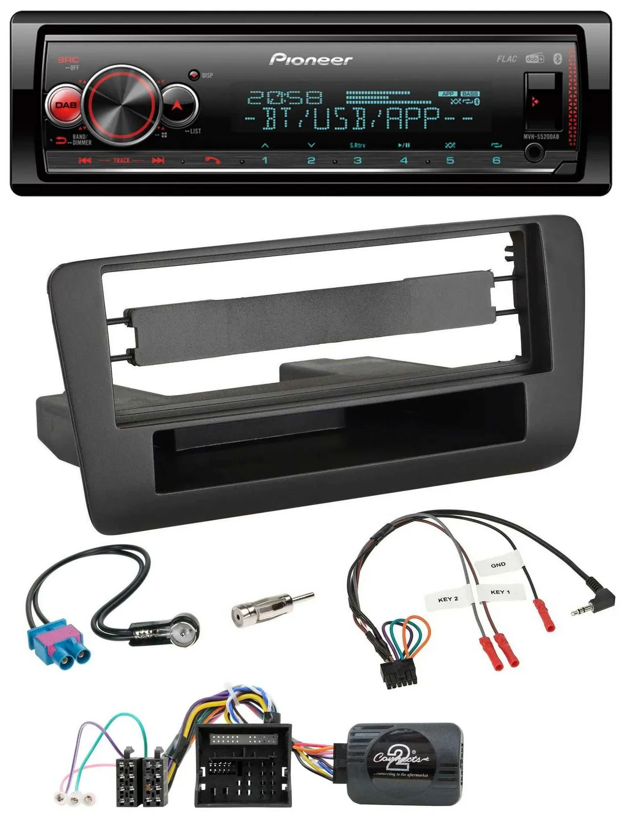 Автомагнитола для Audi A1 (с 2010) Pioneer Bluetooth, USB, DAB, поддержка кнопок на руле