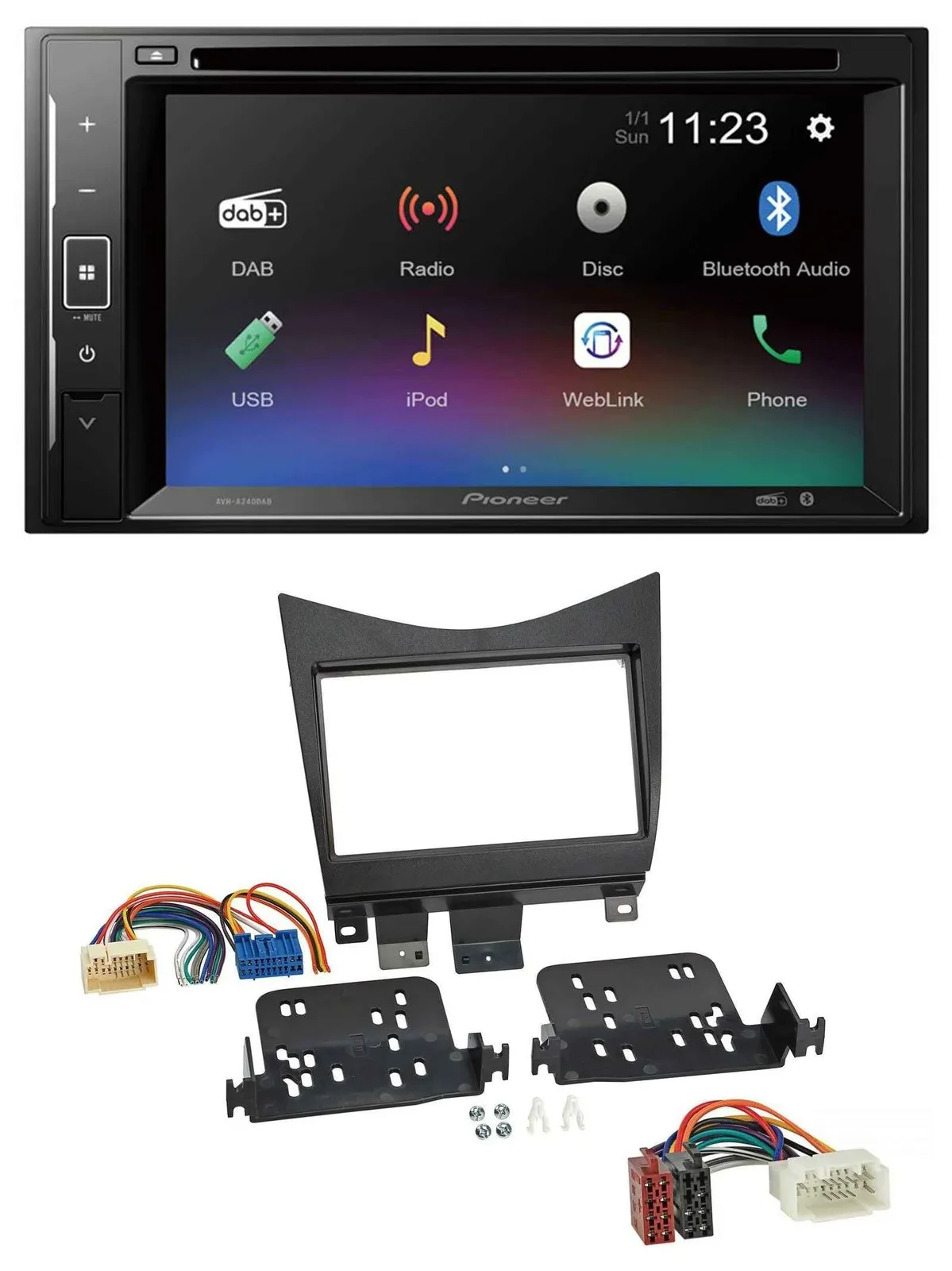 Pioneer Bluetooth MP3 USB 2DIN DAB DVD Autoradio für Honda Accord 02-08 schwarz