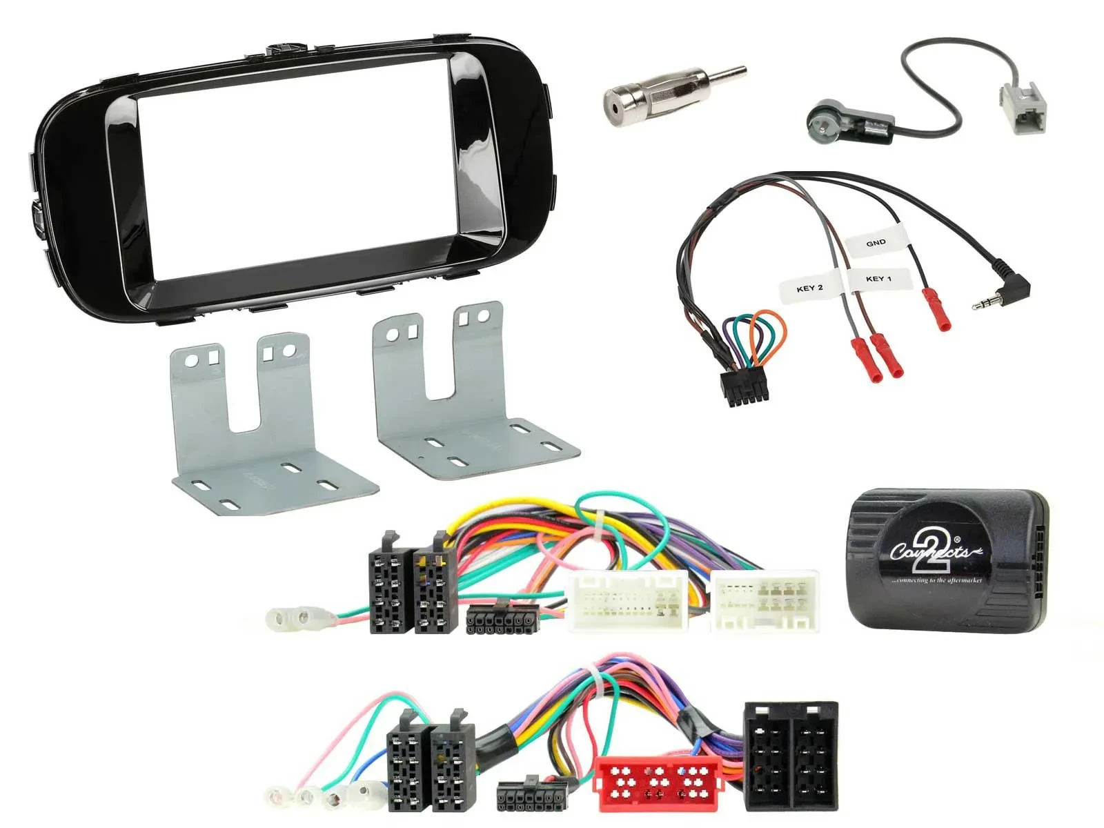Einbauset Lenkradadapter Doppel DIN Autoradio für Kia Soul 14-19 piano