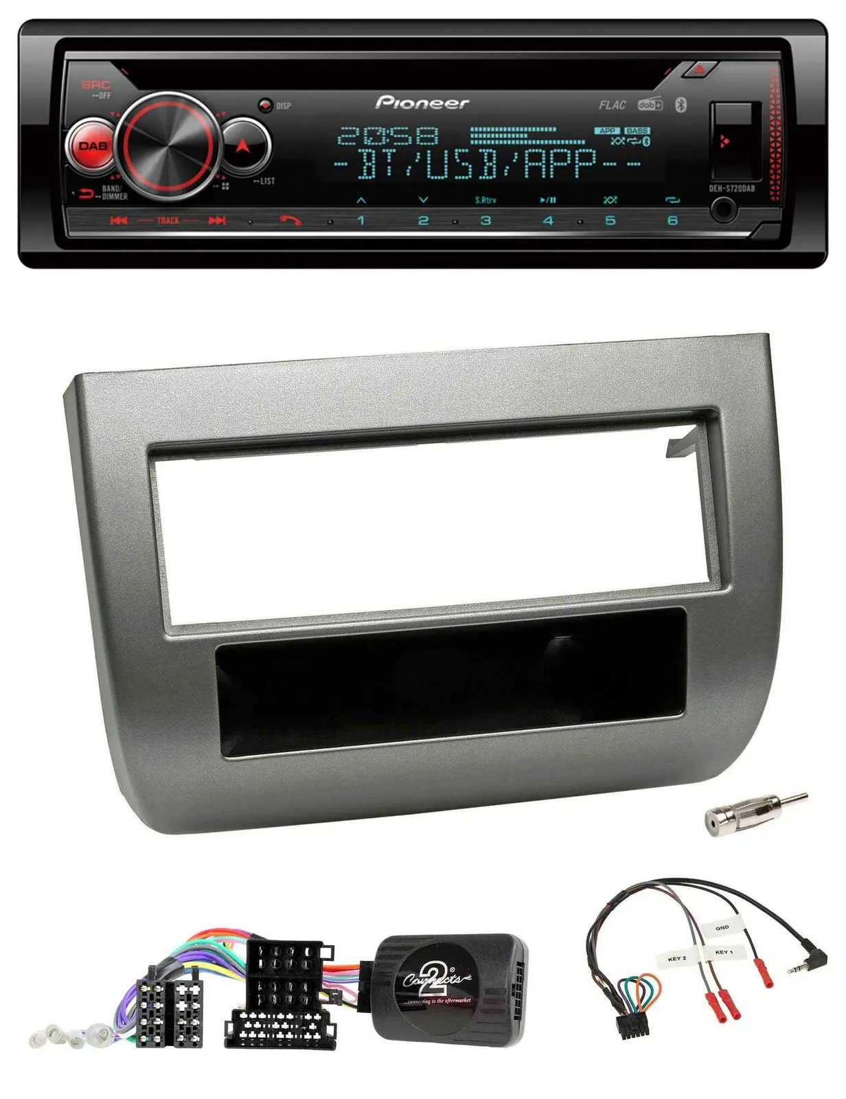 Pioneer Lenkrad DAB CD Bluetooth USB Autoradio für Lancia Y 843 05-11 dunkelsilb