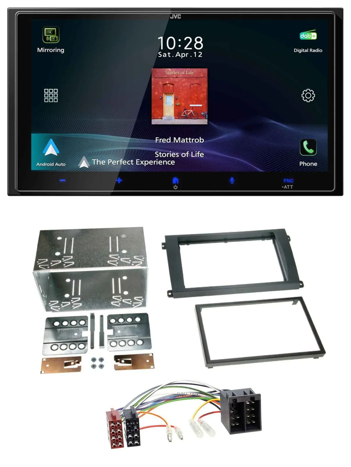 Автомагнитола JVC 2-DIN, USB, Bluetooth, DAB, MP3 для Porsche Cayenne (2002–2007)