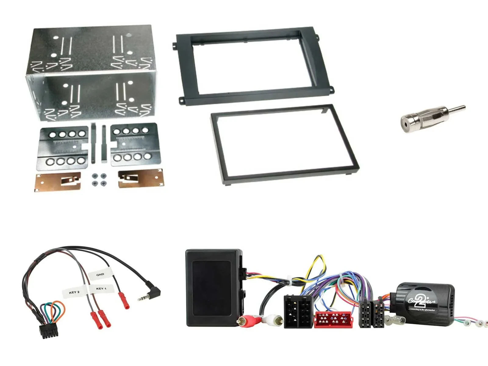 Radioset Lenkradadapter Doppel DIN Autoradio für Porsche Cayenne 2002-2007 schwa