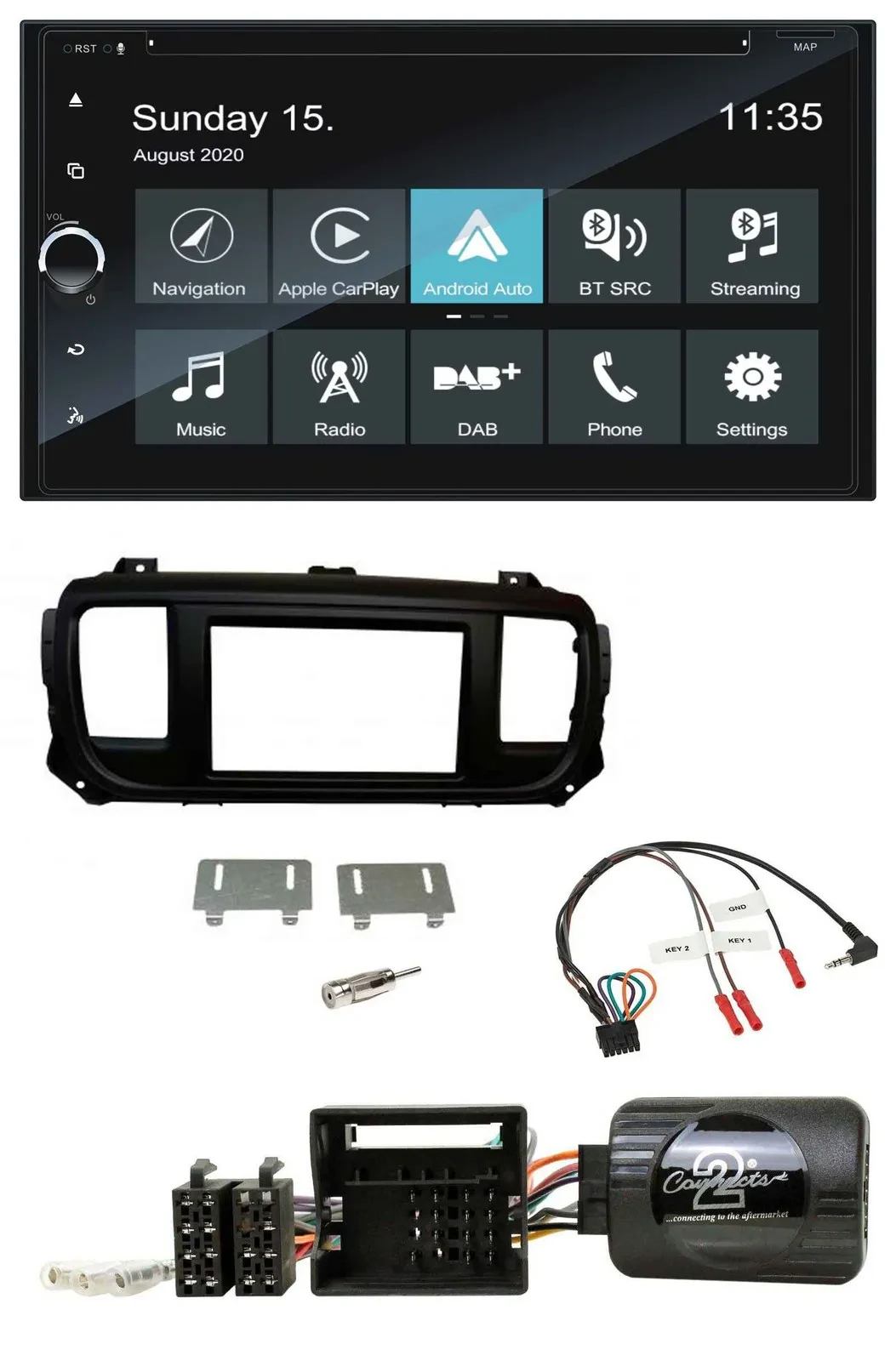 Blaupunkt 2DIN Lenkrad TMC Bluetooth USB DAB Navigation für Toyota Proace Citroe