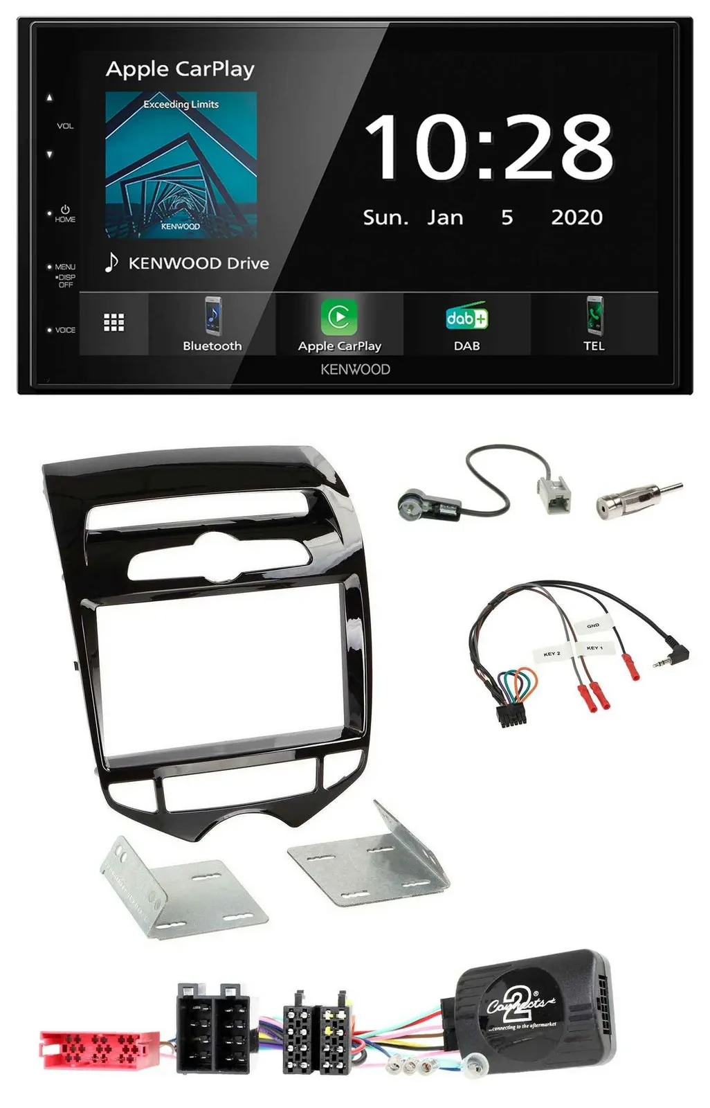 Kenwood Bluetooth Lenkrad DAB USB 2DIN Autoradio für Hyundai ix20 ab 10 autom. K