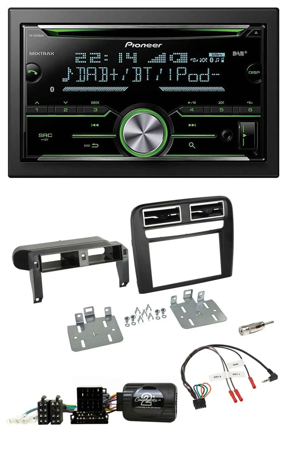 Pioneer Bluetooth Lenkrad DAB 2DIN USB CD Autoradio für Fiat Grande Punto 06-09