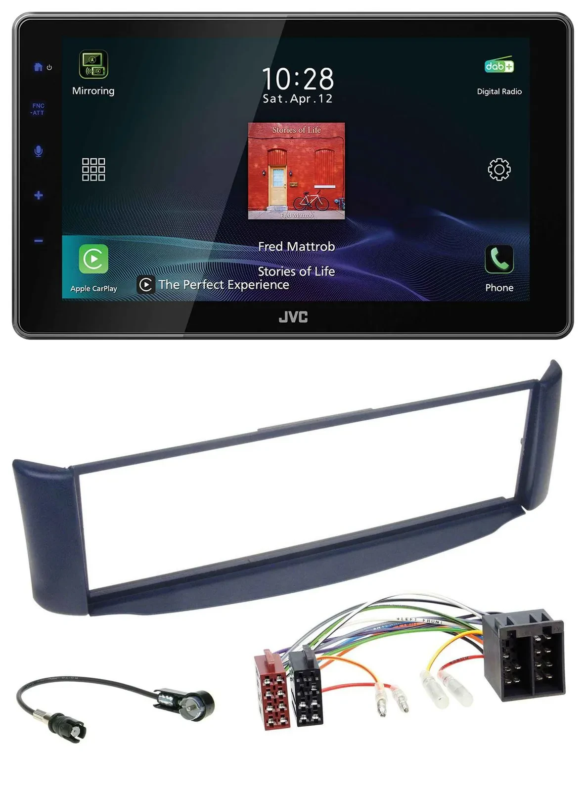 JVC DAB MP3 Bluetooth USB Autoradio für Smart ForTwo 450 blau ohne Metallschacht