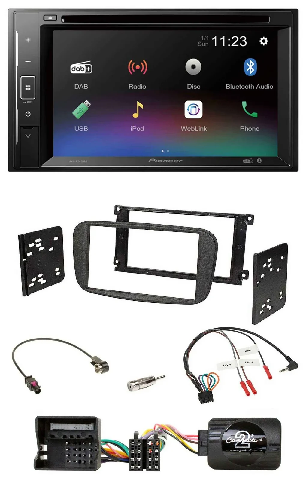 Pioneer Bluetooth Lenkrad USB 2DIN DAB DVD Autoradio für Ford S-Max Mondeo 2007-