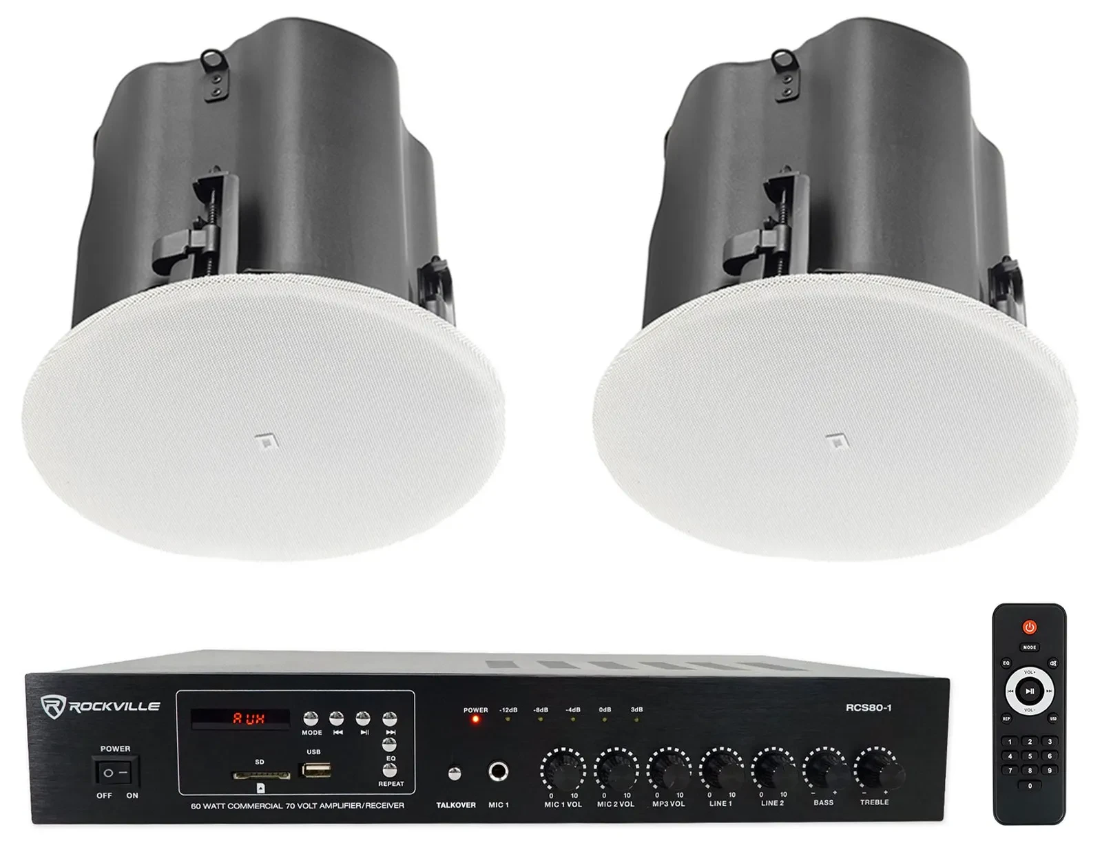 Потолочная акустика для ресторанов и баров JBL Control 416C/T + RCS80-1 6.5" 70V (набор, 2 шт.) с усилителем