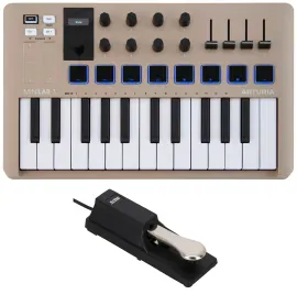 Arturia MiniLab 3 Champagne 25 key MIDI USB Keyboard Controller+Sustain Pedal