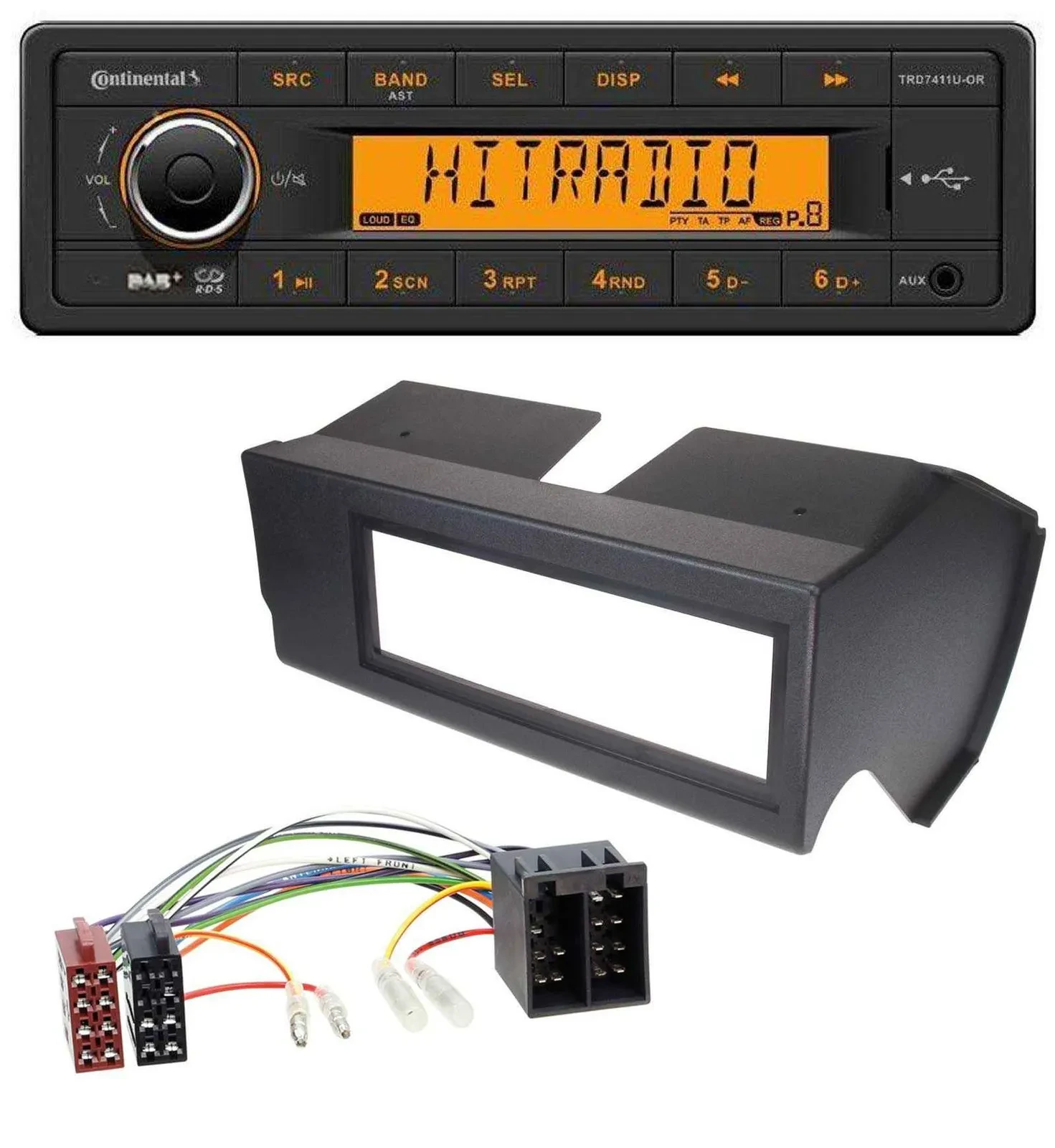 Continental 1DIN DAB MP3 AUX USB Autoradio für Fiat Panda (bis 2002) - schwarz