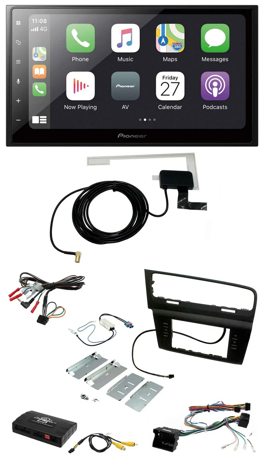 Pioneer USB Lenkrad 2DIN Bluetooth DAB Autoradio für VW Golf VII 7 2012-2018 Inf