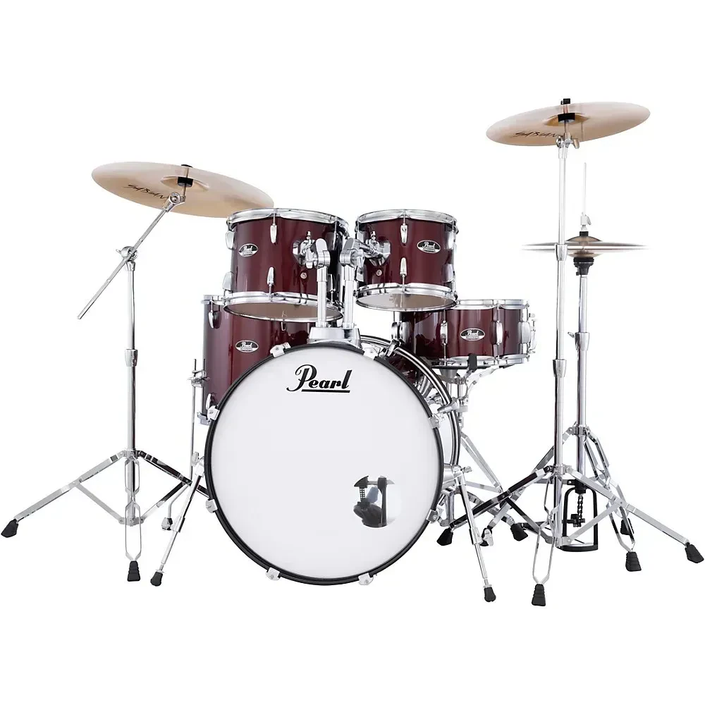 Pearl Roadshow 5-Piece Drum Set With Hardware and SABIAN PX Cymbals Red Wine