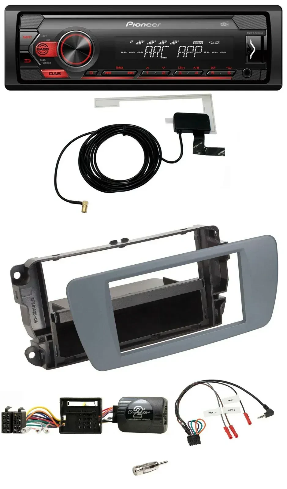 Автомагнитола Pioneer 1DIN, USB, DAB, MP3 для Seat Ibiza, серый