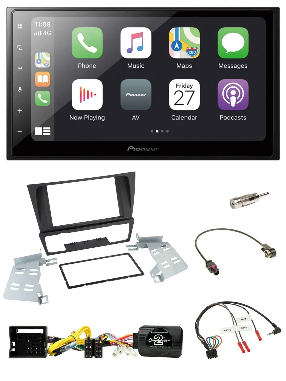 Pioneer Lenkrad Bluetooth DAB 2DIN USB Autoradio für BMW 3er E92 E93 E90 E91 ohn