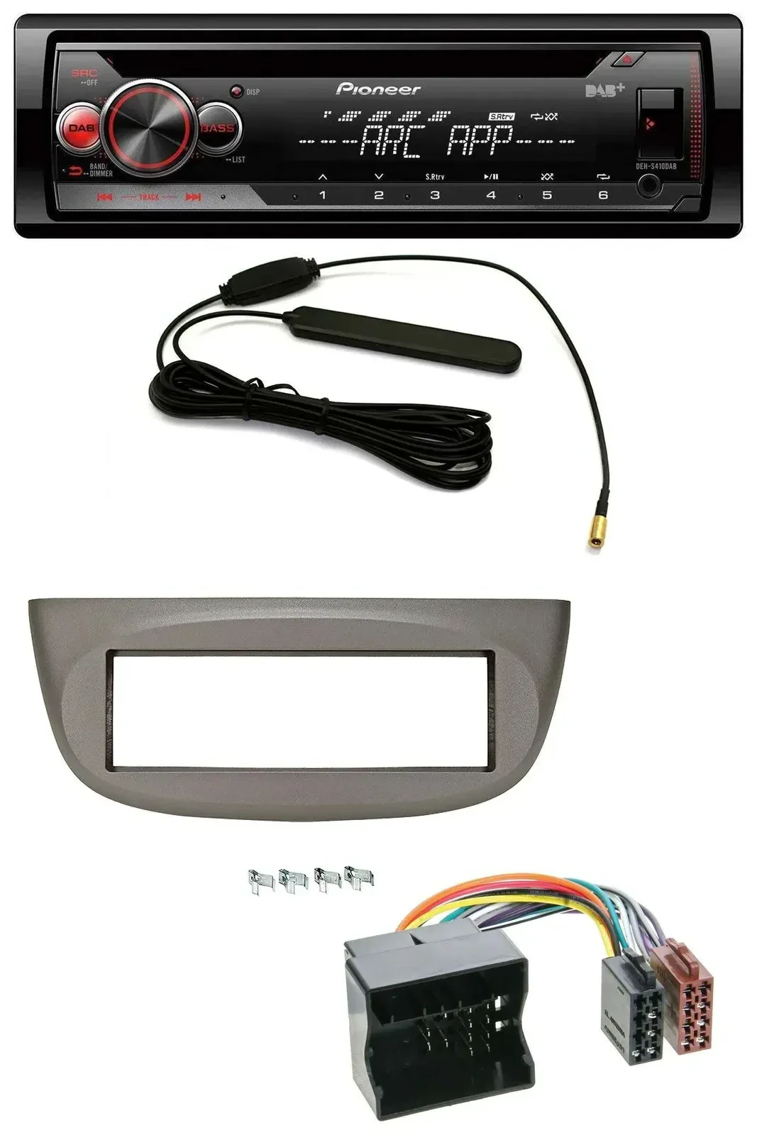Автомагнитола для Renault Twingo (2007–2014) Pioneer CD/USB/AUX DAB MP3, бежево-серая