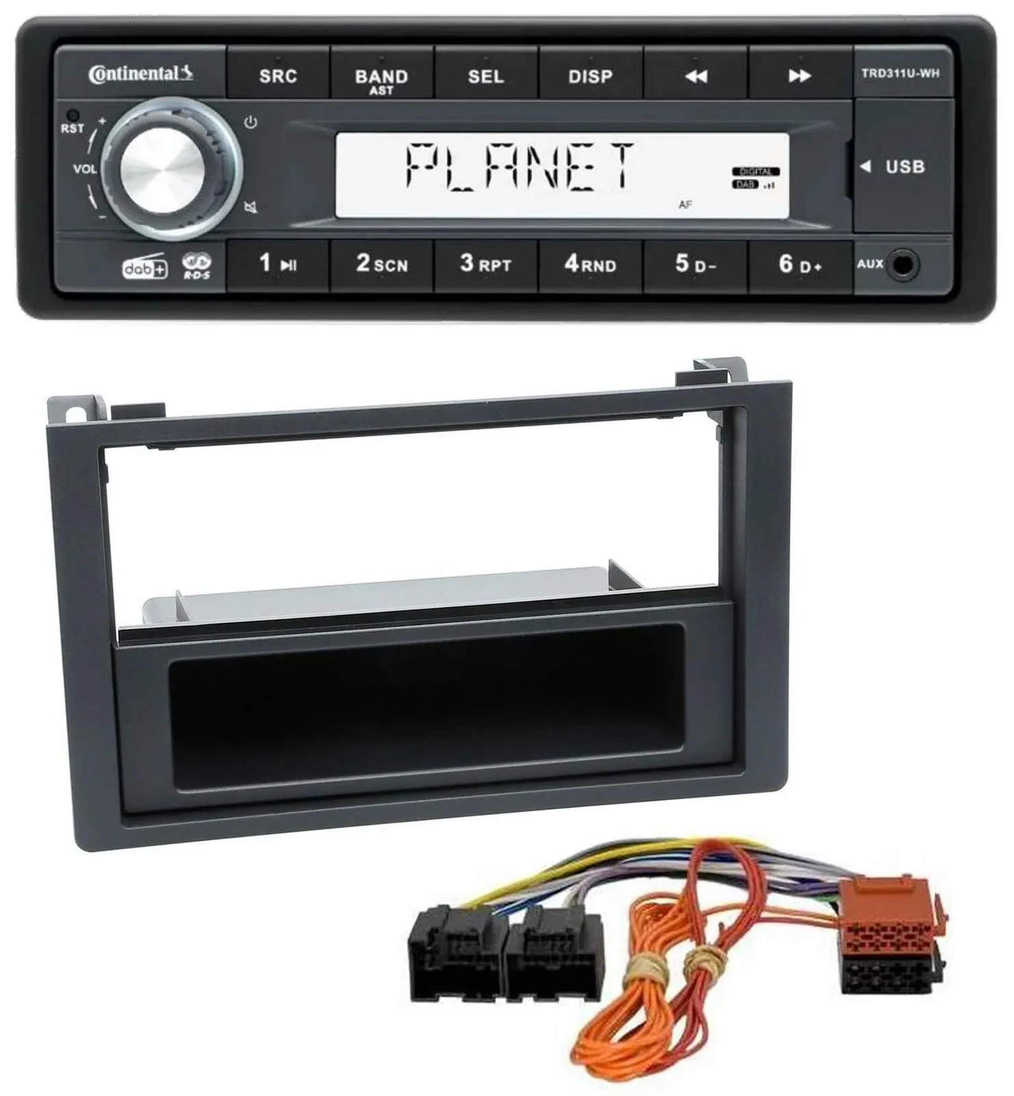 Автомагнитола Continental 1-DIN MP3, USB, AUX, DAB для Saab 9-3 (с 2006)