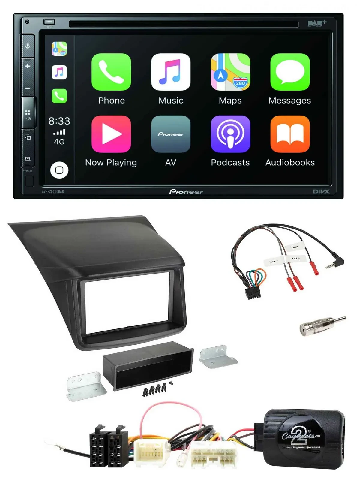 Pioneer DVD 2DIN Lenkrad DAB Bluetooth USB Autoradio für Mitsubishi L200 2010-20