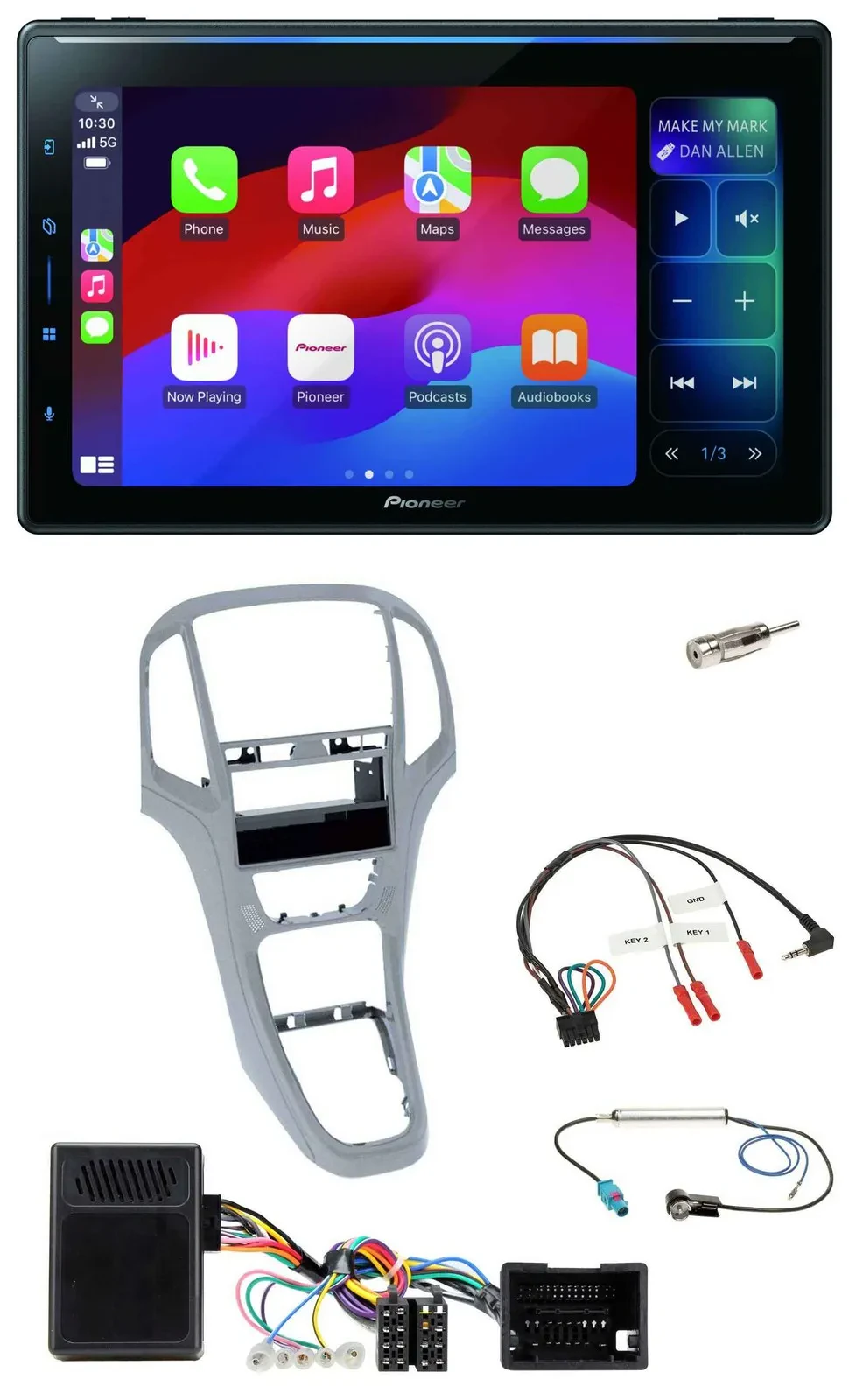 Pioneer Bluetooth DAB Lenkrad USB Autoradio für Opel Astra J 09-16 Platin silber