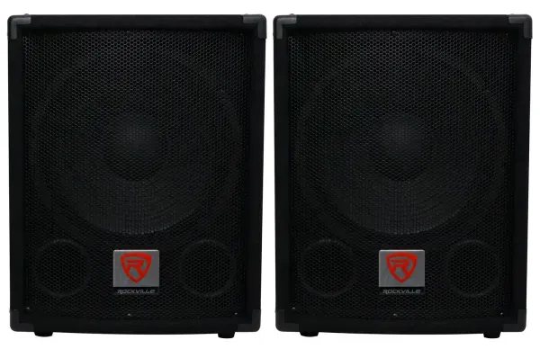 2) Rockville SBG1124 12" 600 Watt Passive 4-Ohm Pro DJ Subwoofers,MDF/Pole Mount