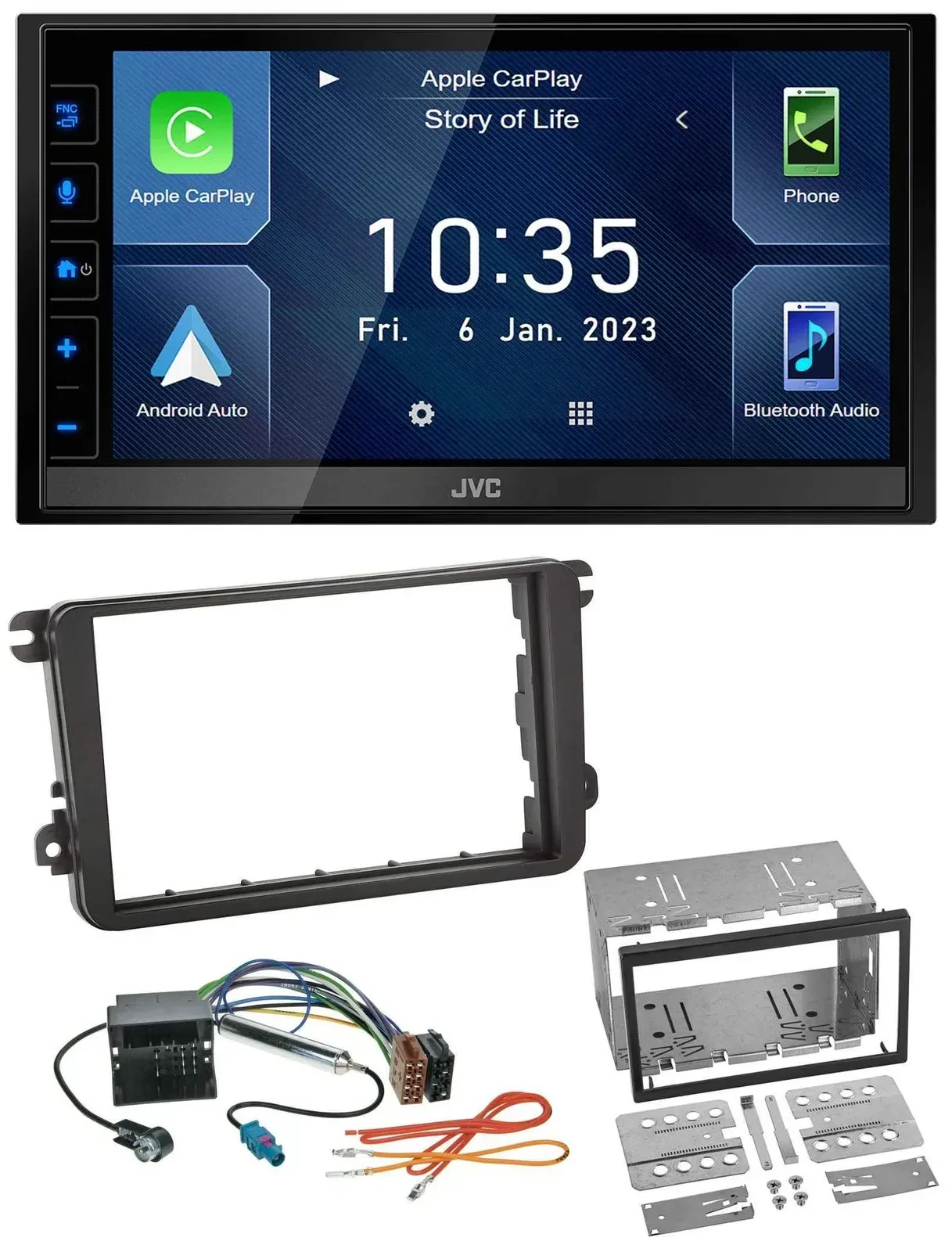 JVC DAB Bluetooth MP3 USB 2DIN Autoradio für VW Passat 05-14 Polo 09-14 Scirocco