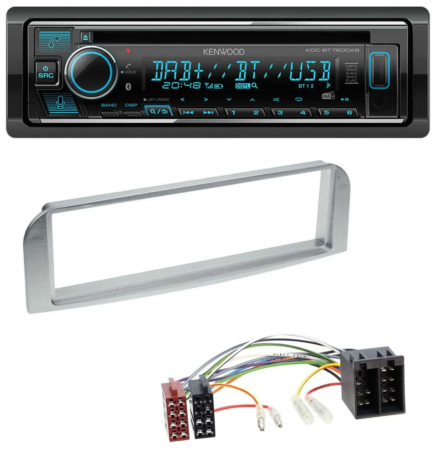 Kenwood MP3 Bluetooth DAB USB CD Autoradio für Alfa Romeo 147, GT - silbergrau