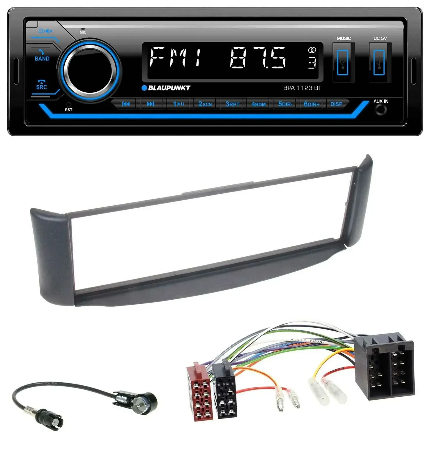 Blaupunkt MP3 Bluetooth USB AUX Autoradio für Smart ForTwo 450 grau ohne Metalls