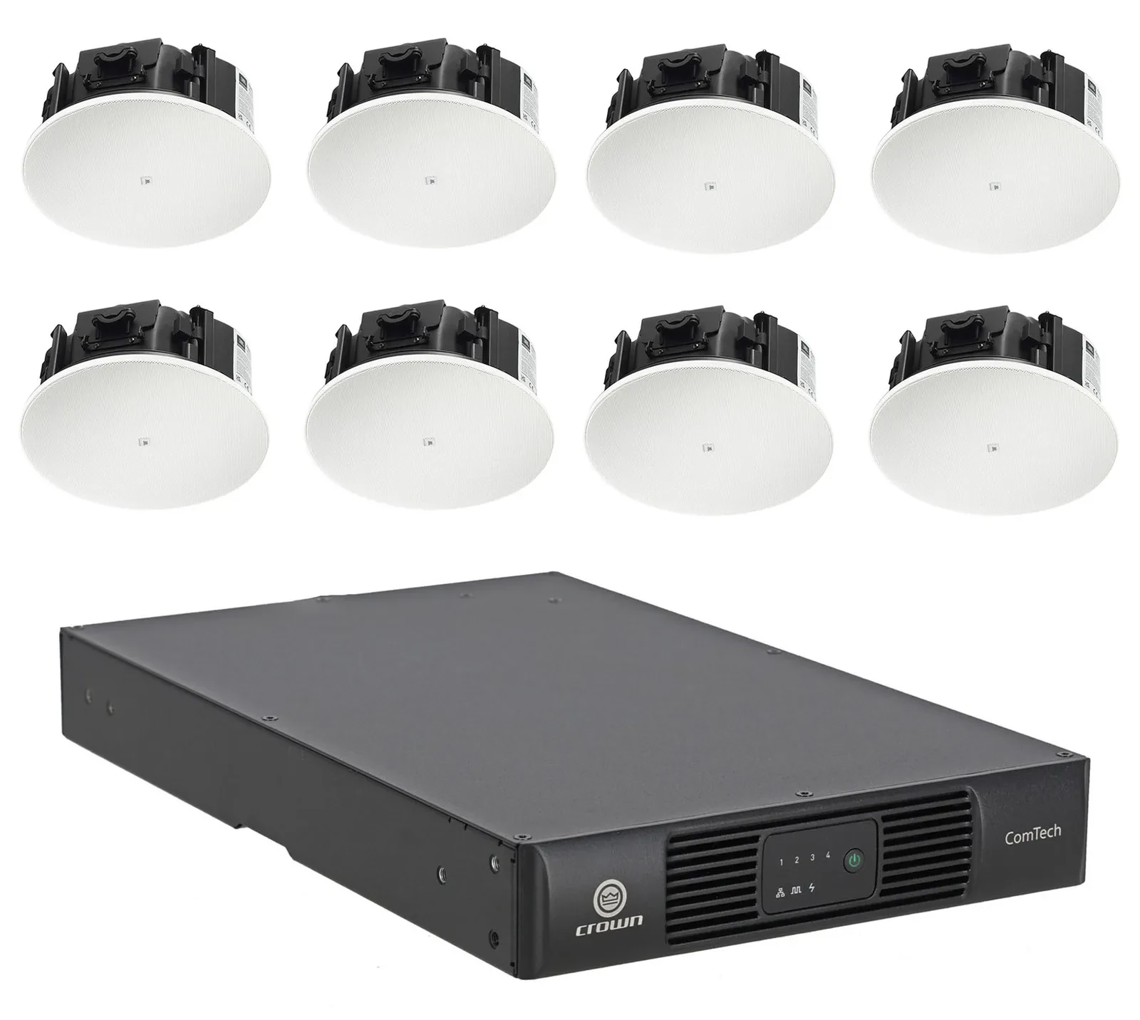 Потолочная акустика JBL Control 426LP 6.5" 70V, низкопрофильная (набор, 8 шт.) с усилителем Crown CTD-4125
