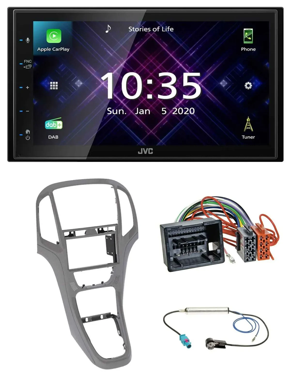 JVC DAB 2DIN MP3 Bluetooth USB Autoradio für Opel Astra J ab 09 Titangrau