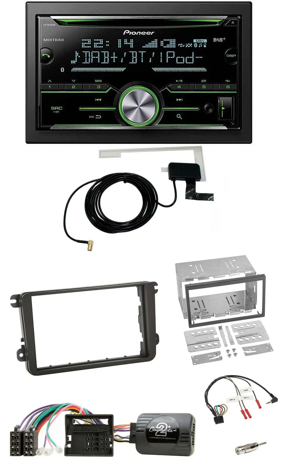 Pioneer CD USB Lenkrad Bluetooth 2DIN DAB Autoradio für Skoda Fabia 5J 2007-2014