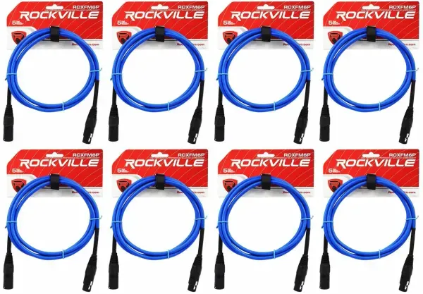 Микрофонный кабель Rockville RCXFM6P-BL Blue 1.8 м (8 штук)