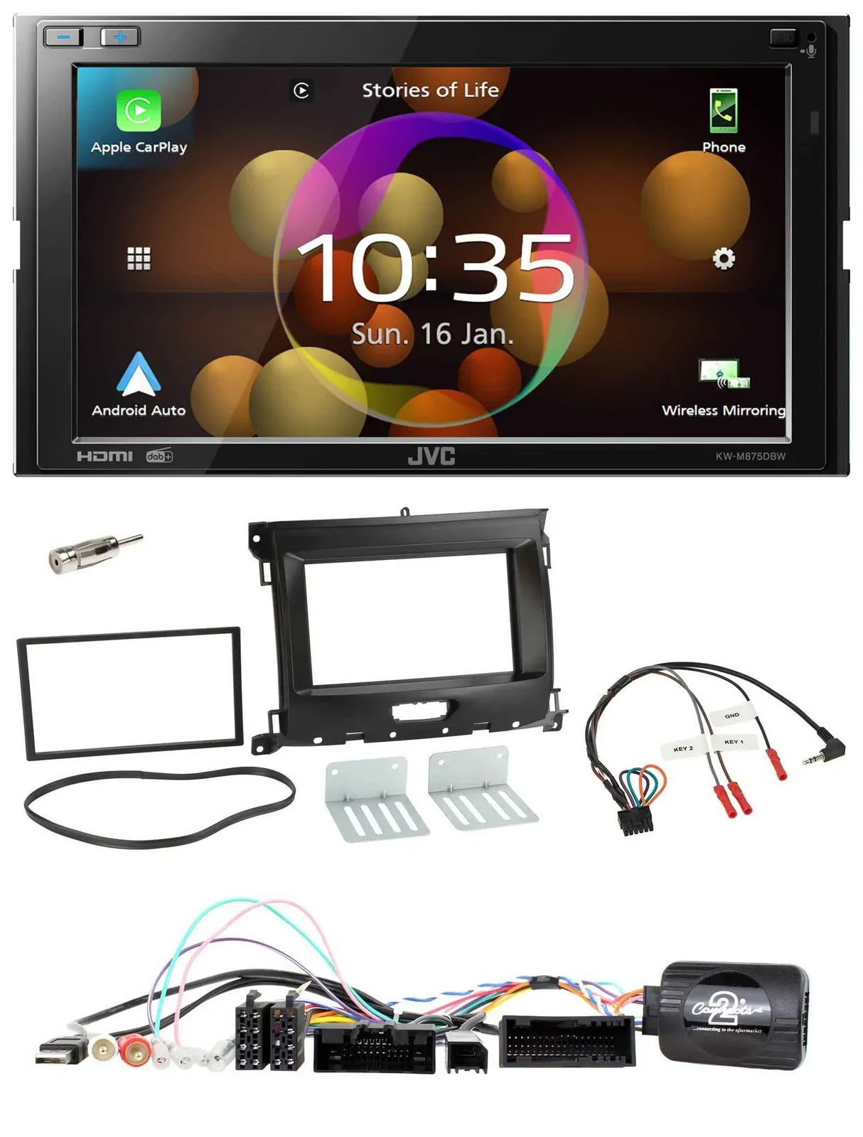 JVC DAB Lenkrad 2DIN Bluetooth USB Autoradio für Ford Ranger XL ab 02/2016