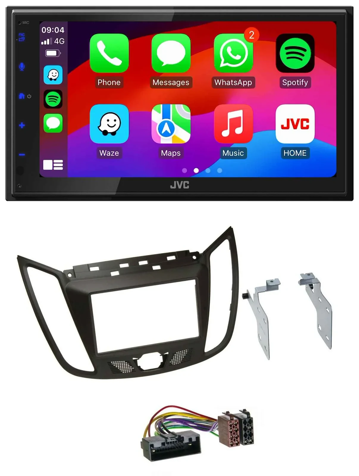 JVC Bluetooth 2DIN MP3 DAB USB Autoradio für Ford C-Max (ab 10) braun